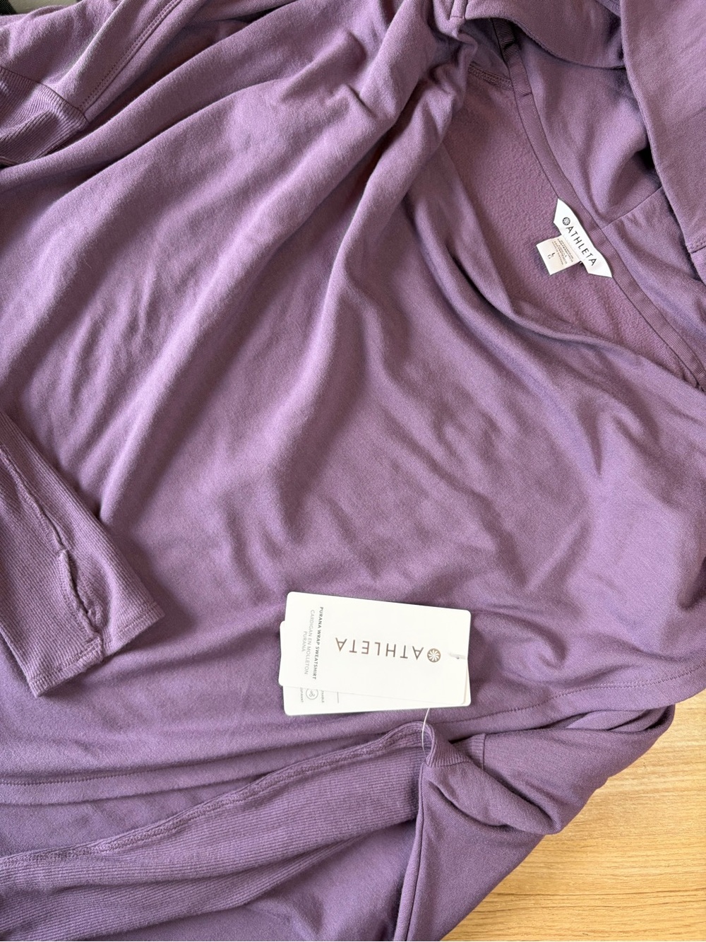 Athleta Purana Wrap Sweatshirt Hoodie Dusty Purple Mauve Large NWT